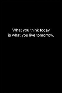 What you think today is what you live tomorrow.