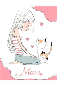 Marie: Personalized Book for Girls that Love their Kitty Cat. This Cute Book which can be used as a Journal or Notebook Makes the Perfect Best Friend, Birt