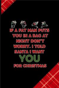 If A Fat Man Puts You In A Bag At Night... Don't Worry. I Told Santa I Want You For Christmas