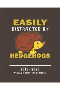 Easily Distracted By Hedgehogs -2019 - 2020 Weekly & Monthly Planner
