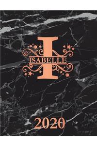 Isabelle: 2020. Personalized Name Weekly Planner 2020. Monogram Letter I Notebook Planner. Black Marble & Rose Gold Cover. Datebook Calendar Schedule