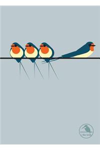 I Like Birds: Swallows on a Line Hardback Notebook