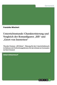 Unterrichtsstunde: Charakterisierung und Vergleich der Romanfiguren "Effi" und "Geert von Innstetten" Theodor Fontane: "Effi Briest" - Planung für den Unterrichtsbesuc