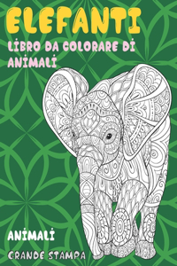 Libro da colorare di animali - Grande stampa - Animali - Elefanti