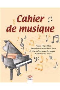 Cahier de musique 12 portées