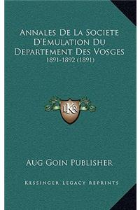 Annales De La Societe D'Emulation Du Departement Des Vosges
