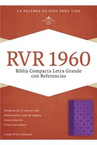 RVR 1960 Biblia Compacta Letra Grande con Referencias, violeta con plateado símil piel