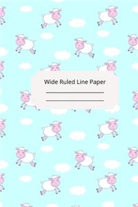 Cute Baby Sheep Theme Wide Ruled Line Paper