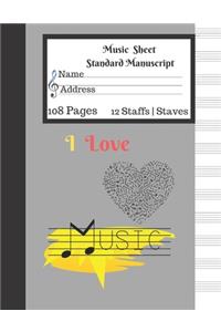 Music Sheet Standard Manuscript 108 Pages 12 Staffs Staves