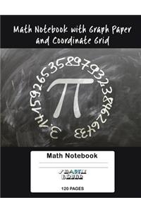 Math Notebook with 4x4 Graph Paper and Coordinate Grid Paper