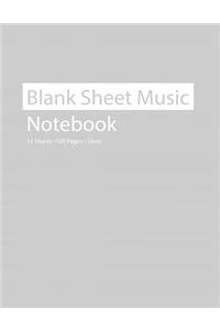 Blank Sheet Music Notebook 12 Staves 100 Pages Silver
