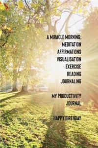 A Miracle Morning Meditation Affirmations Visualisation Exercise Reading Journaling My Productivity Journal Happy Birthday