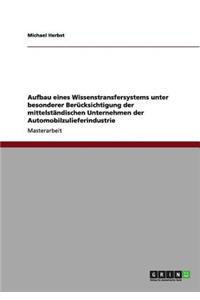 Aufbau eines Wissenstransfersystems unter besonderer Berücksichtigung der mittelständischen Unternehmen der Automobilzulieferindustrie