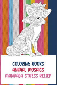 Animal Mosaics Coloring Books - Mandala Stress Relief - Elephants
