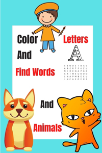 Color Letters And Animals And Find Words
