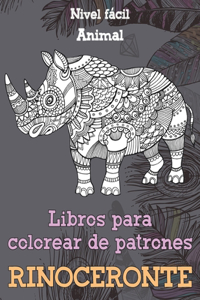 Libros para colorear de patrones - Nivel fácil - Animal - Rinoceronte