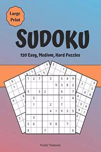 Sudoku 120 Easy, Medium and Hard Large Print Puzzles