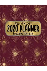 Daily & Weekly 2020 Planner Burgundy Feathers