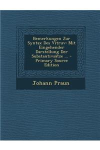 Bemerkungen Zur Syntax Des Vitruv