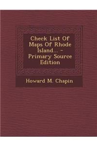 Check List of Maps of Rhode Island...