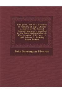 Life Given, Not Lost