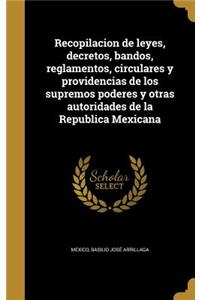 Recopilacion de leyes, decretos, bandos, reglamentos, circulares y providencias de los supremos poderes y otras autoridades de la Republica Mexicana