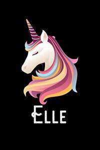 Elle: Journal (Diary, Notebook) Personalized Custom Name Unicorn Birthday Gift for Girls and Women