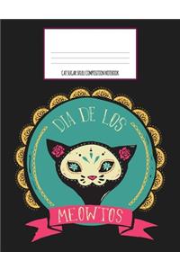 Dia De Los Meowtos Cat Sugar Skull Composition Notebook