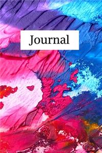 Colorful abstract paint smeared in a rainbow of color with blank lined journal that can be used for a multitude of projects.