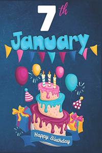 7th January Happy Birthday Notebook Journal