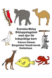 Svenska-Malay Bilduppslagsbok med djur för tvåspråkiga barn Kamus Haiwan Bergambar Kanak-kanak Dwibahasa