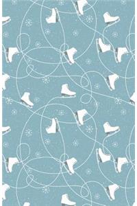 Journal Notebook Ice Skates in Snow Winter Pattern - Grey