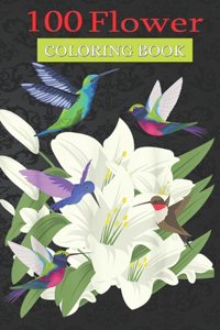 100 Flower Coloring Book