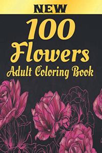 100 Flowers Adult Coloring Book