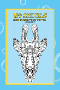 Adult Coloring Book for Good Vibes Live Laugh Love - 100 Animals