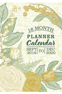 16 Month Planner Calendar Sept 2019 To Dec 2020