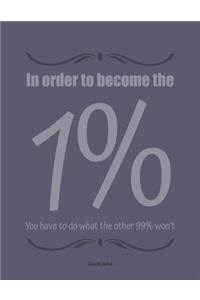 In order to become the 1% you have to do what the other 99% won't Success journal: In this BIG 8.5 x 11 blank success journal record all your genius ideas, your dreams and your goals. Great gift under 10$ - 100 pages