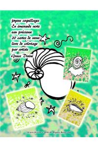 joyeux coquillages En émeraude verte eau précieuse 20 cartes de voeux livre de coloriage par artiste Grace Divine