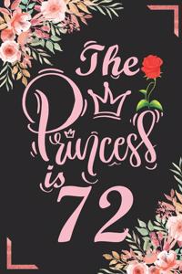 The Princess Is 72: 72nd Birthday & Anniversary Notebook Flower Wide Ruled Lined Journal 6x9 Inch ( Legal ruled ) Family Gift Idea Mom Dad or Kids in Holidays - Marble 