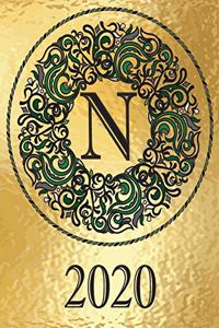 Weekly Planner Initial Monogram "N" January 2020 - December 2020