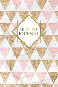 Bullet Journal: Marble + Gold Bullet Journal - 120-Page 1/4 Inch Dot Grid Notebook - 6 X 9 Marble & Gold Perfect Bound Softcover