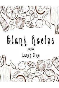 Blank Recipe Food cookbook Lunch time pages