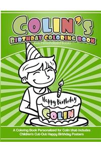 Colin's Birthday Coloring Book Kids Personalized Books