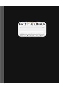 Wide Ruled Composition Notebook Simple Black