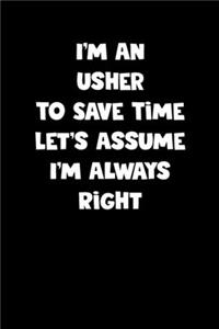 Usher Notebook - Usher Diary - Usher Journal - Funny Gift for Usher