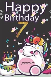 Journal: A Happy Birthday Cute Bear Pink Cake Black Colorful Magical 7 Year Gift Card Lined Memory Activity Notebook, Organizer, Diary Sketchbook and Party K