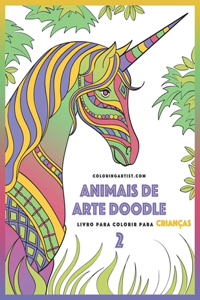 Livro para Colorir de Animais de Arte Doodle para Crianças 2