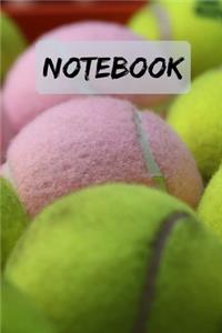 NOTEBOOK Novelty Awesome Tennis Notepad, Pink and Green Balls Journal Diary: 6x9" 120 Page Blank lined Note book.