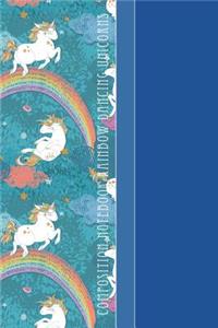 Composition Notebook Rainbow Dancing Unicorns: Cool Rainbow Unicorn Pattern 6 X 9 Wide Ruled Paper Notebook, Appreciation, Quote Journal or Diary Unique Inspirational Gift for Friend or Teacher, Beginning or End of School Year, Retirement, Birthday