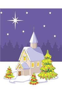 Christmas Eve Chapel Winter Scene School Comp Book 130 Pages
